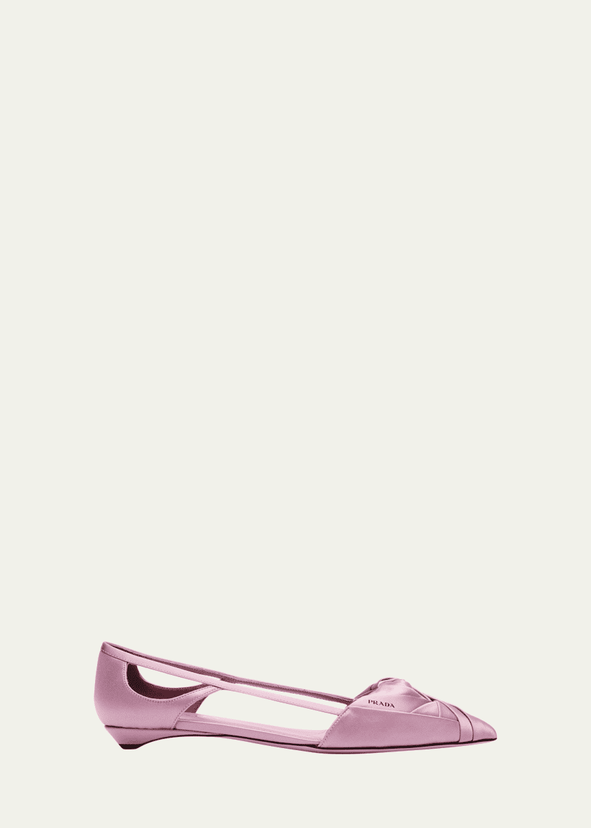 Prada Satin Rose Cutout Ballerina Flats
