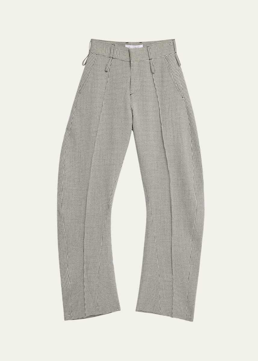 BIANCA SAUNDERS Men's Gingham Curved-Seam Wide Pants