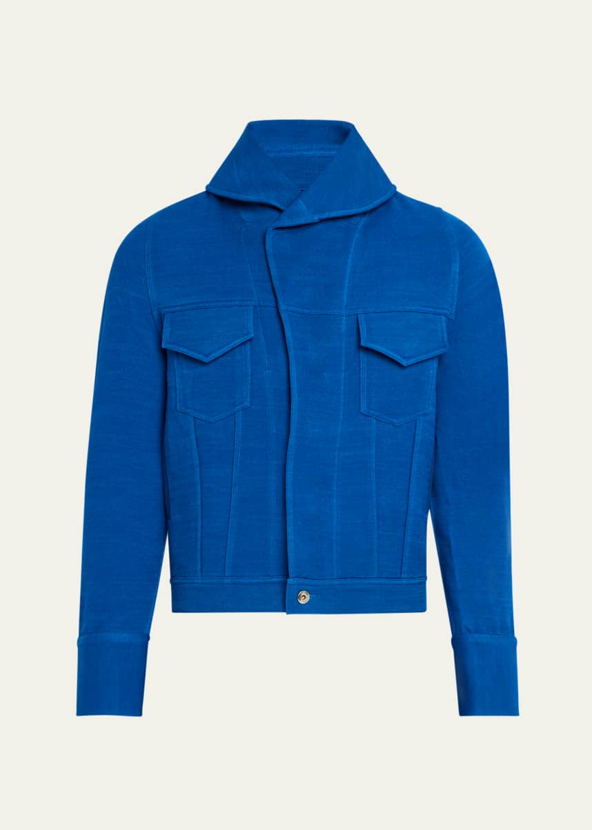 BIANCA SAUNDERS Men's Double-Face Twill Trucker Jacket
