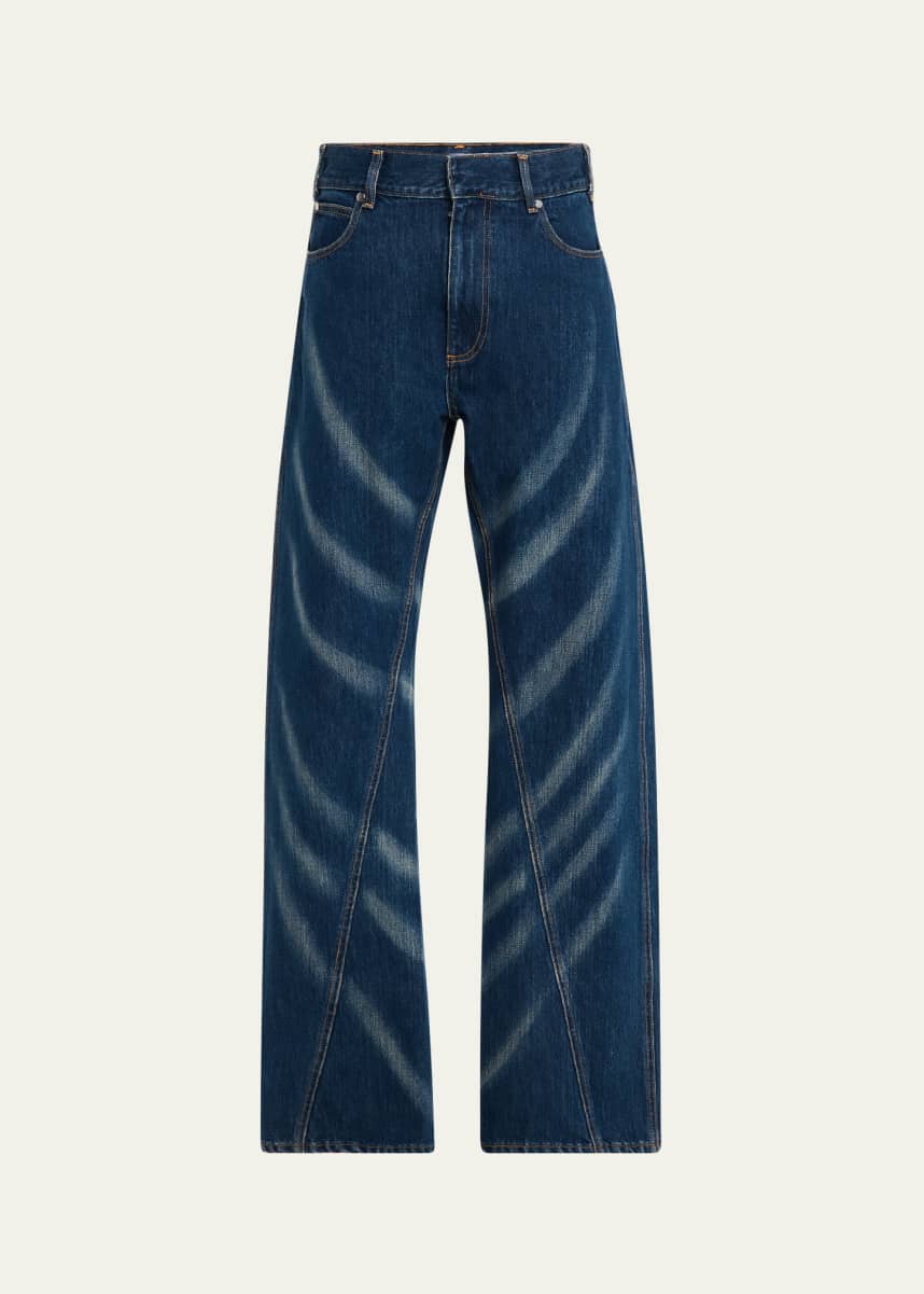BIANCA SAUNDERS Men's High-Waist Whiskered Jeans