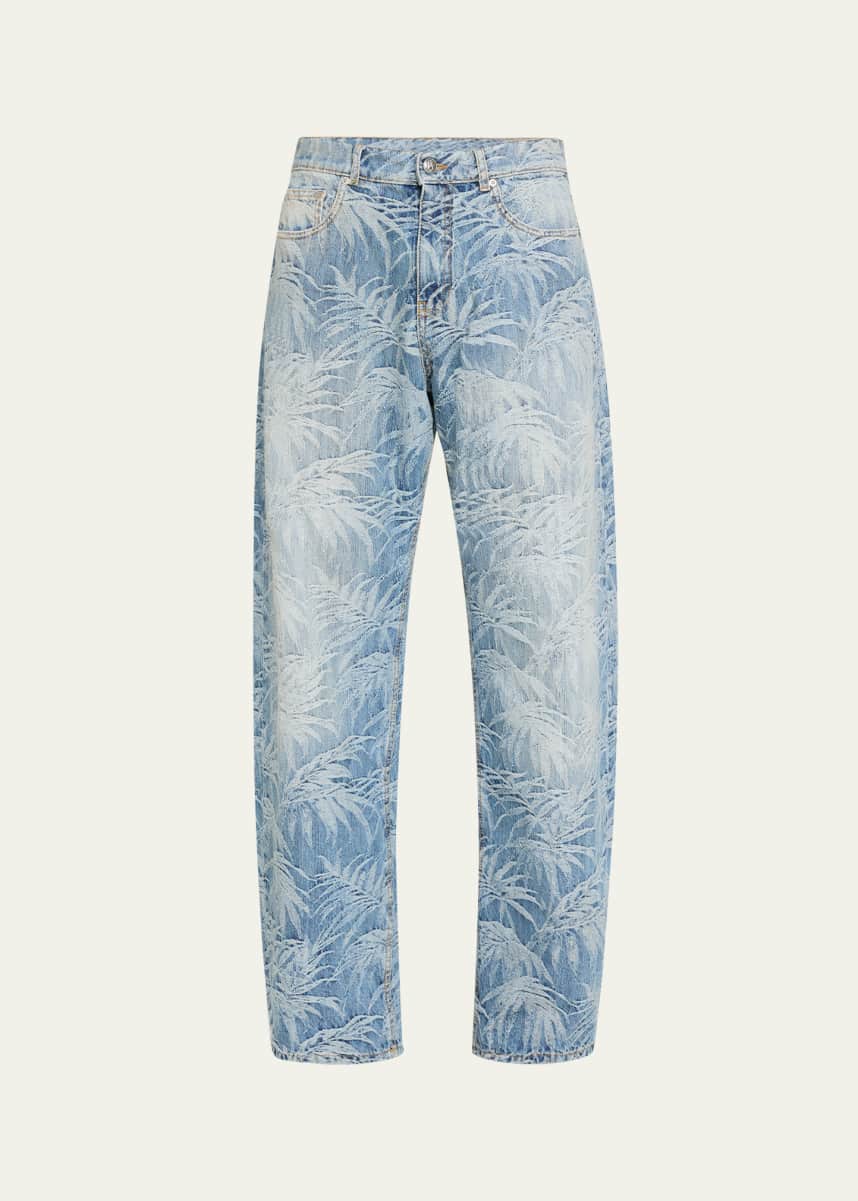 Palm Angels Men's Palm-Printed Loose Fit Jeans