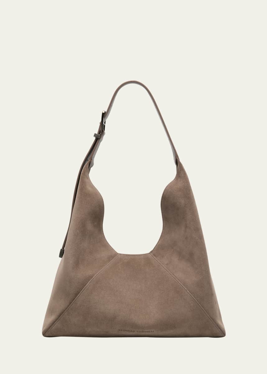 Brunello Cucinelli Buckle Suede Hobo Bag