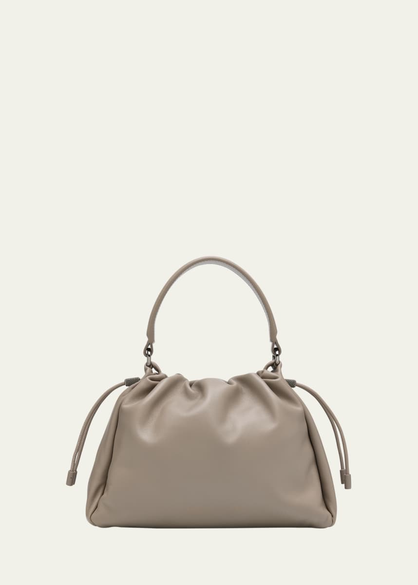 Brunello Cucinelli Mini Drawstring Lambskin Top-Handle Bag