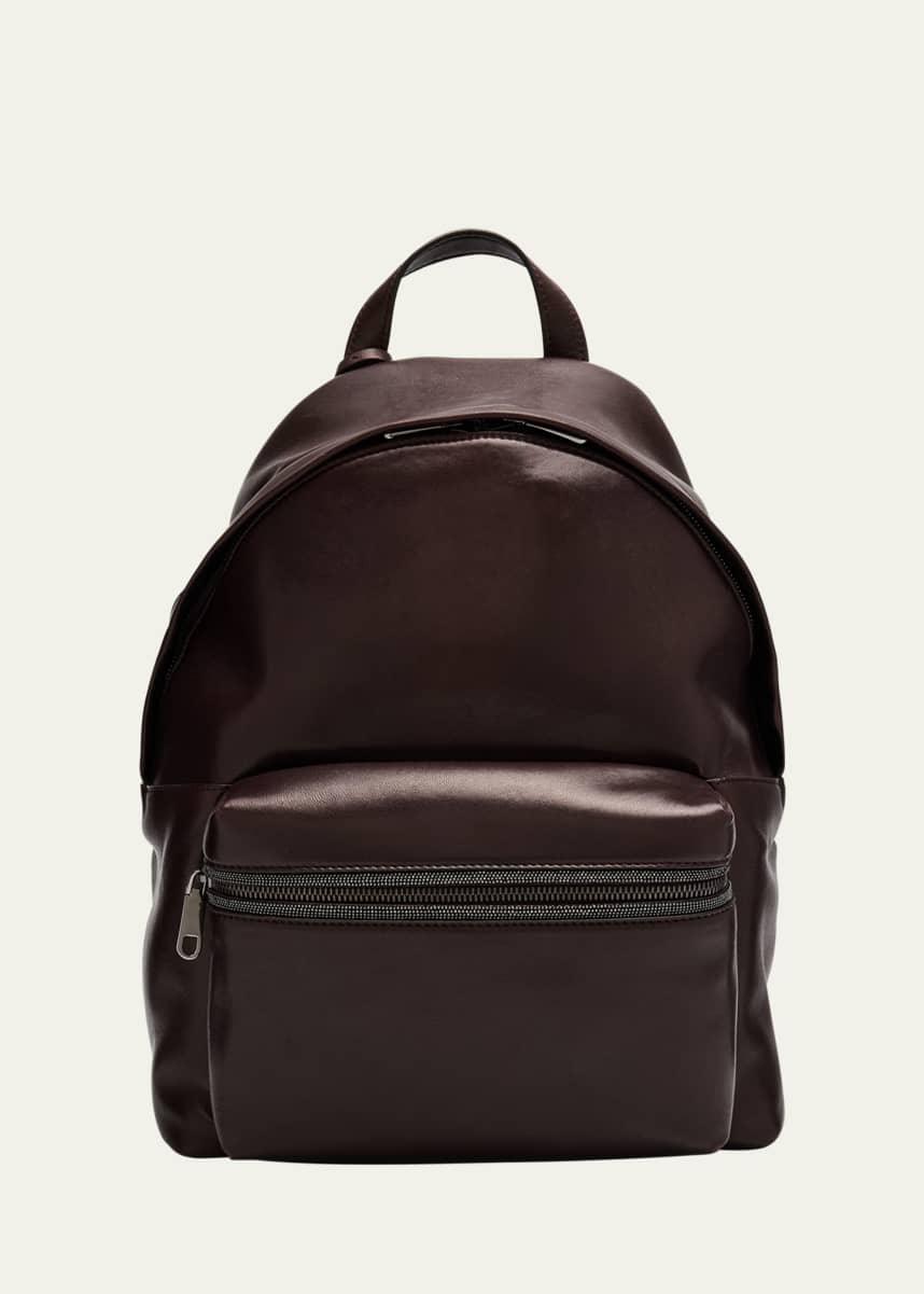 Brunello Cucinelli Monili Zip Leather Backpack