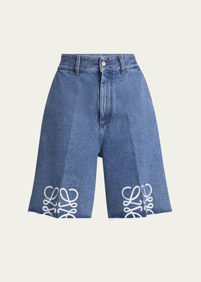 Loewe Anagram Long Denim Shorts
