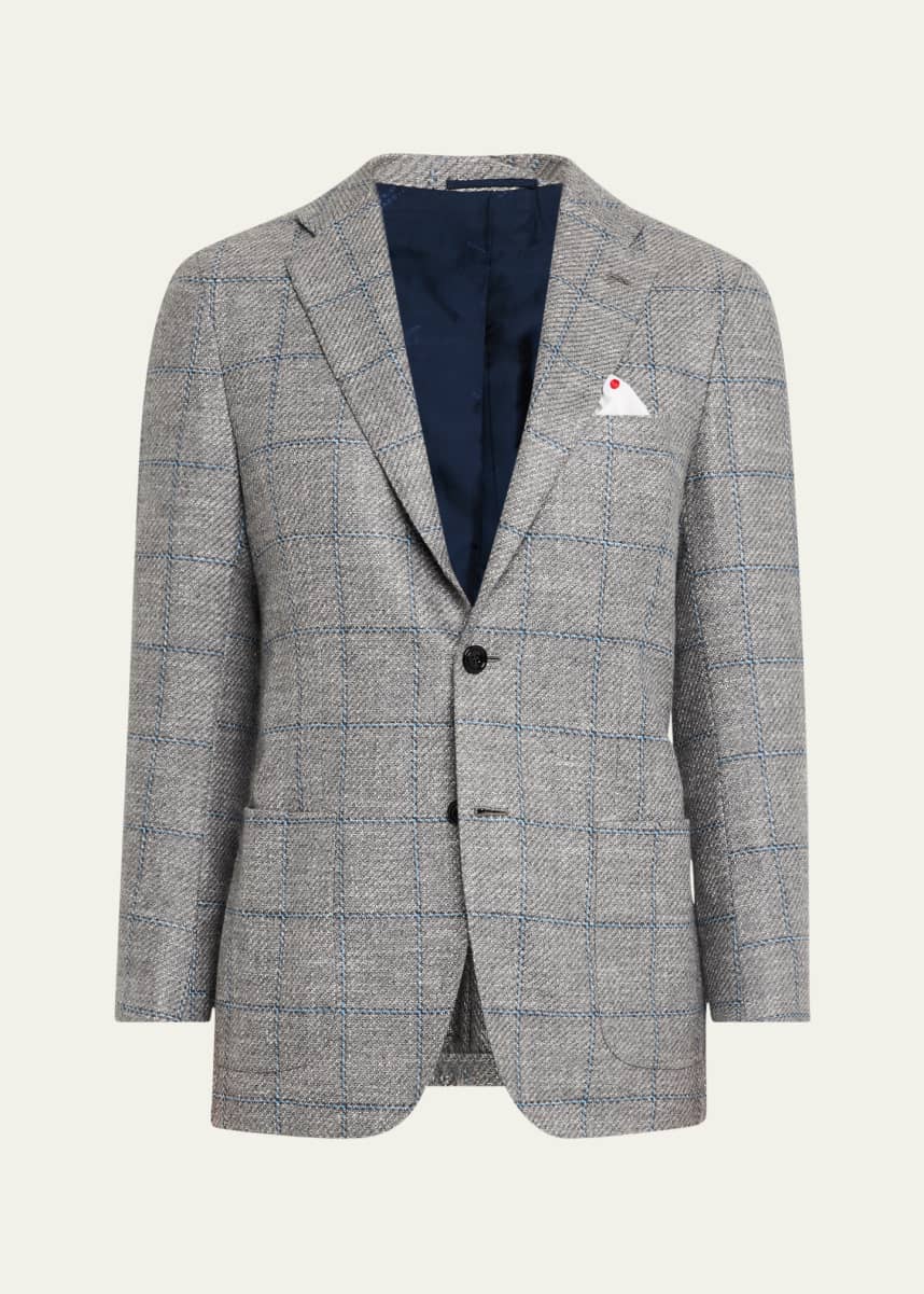 Kiton Men's Cashmere-Blend Windowpane Sport Coat