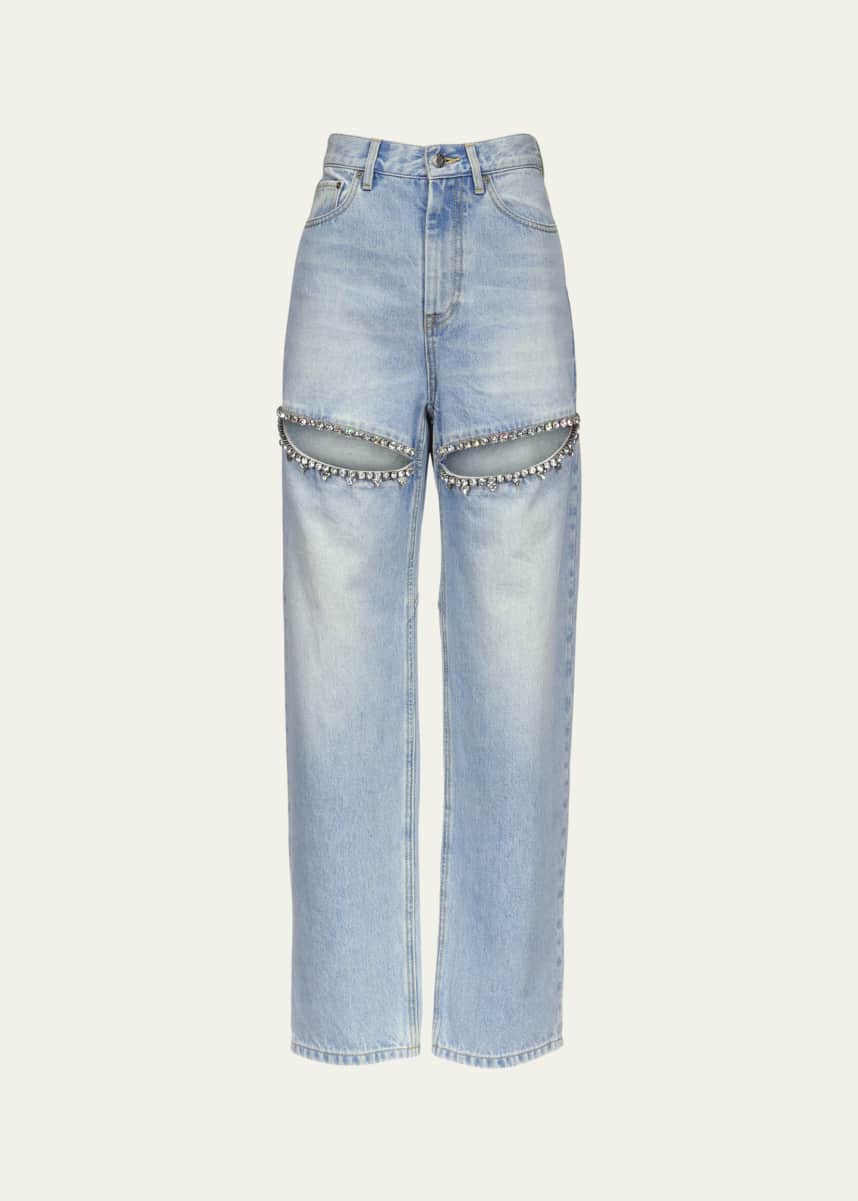 AREA Crystal Slit Jeans