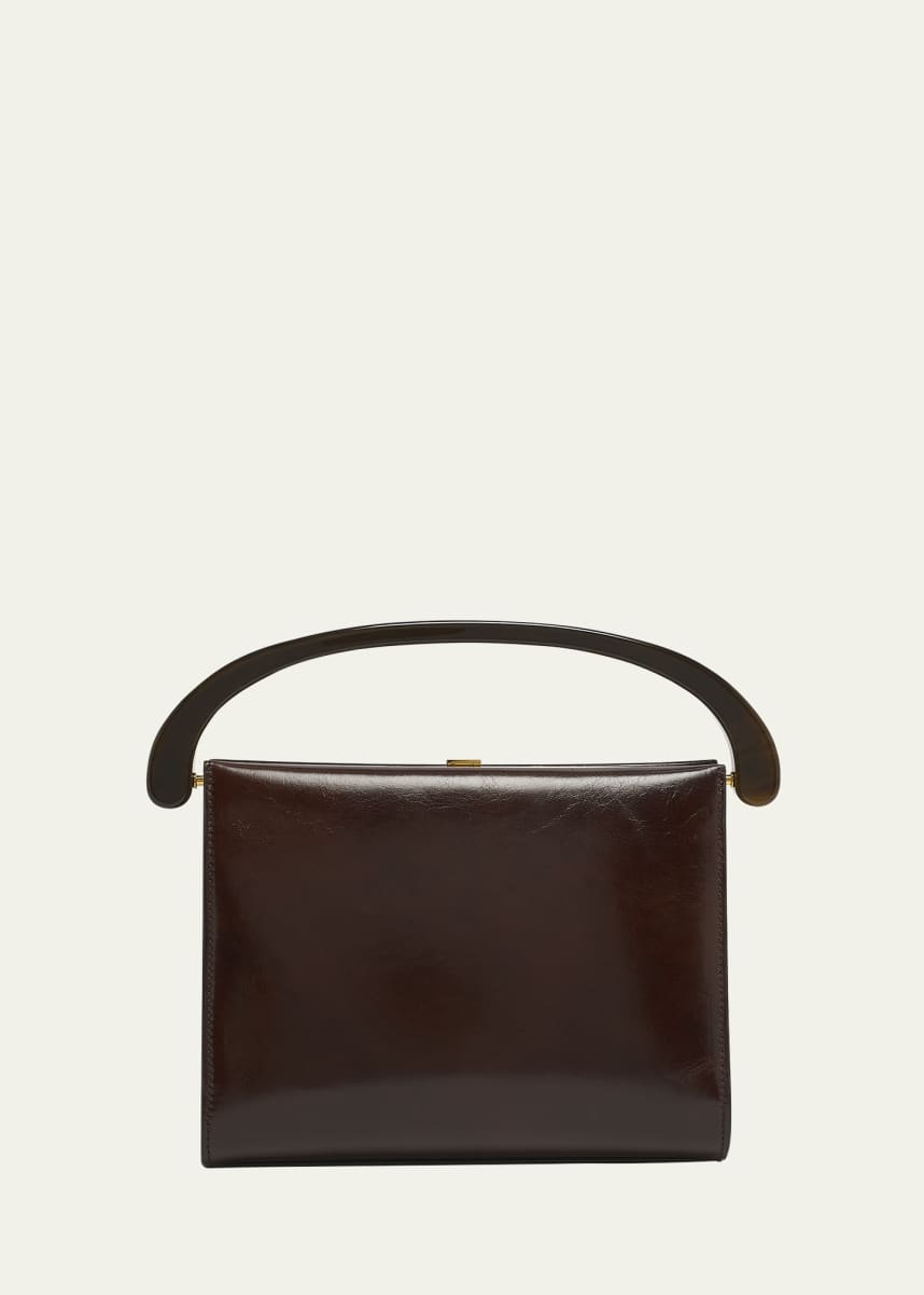 Dries Van Noten Crisp Boxy Smooth Leather Top Handle Bag