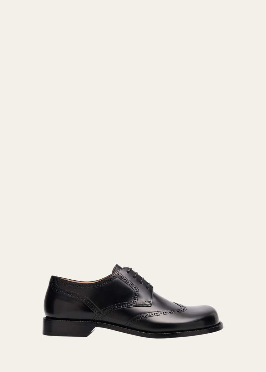 Loewe Men's Campo Brushed Calfskin Brogue Derby Shoes