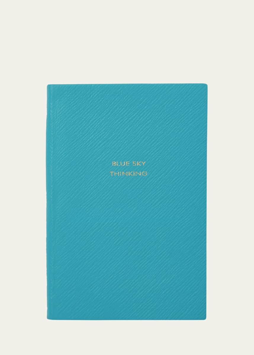 Smythson Blue Sky Thinking Panama Leather Notebook