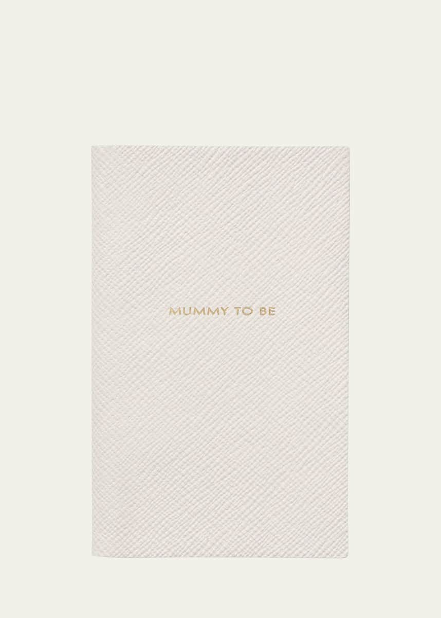 Smythson Mummy To Be Chalk Panama Leather Notebook