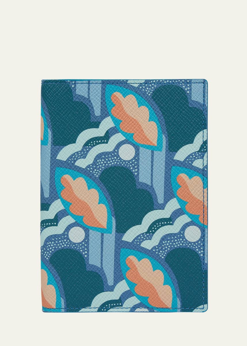 Smythson Panama Passport Cover, Bloom Blue Nile