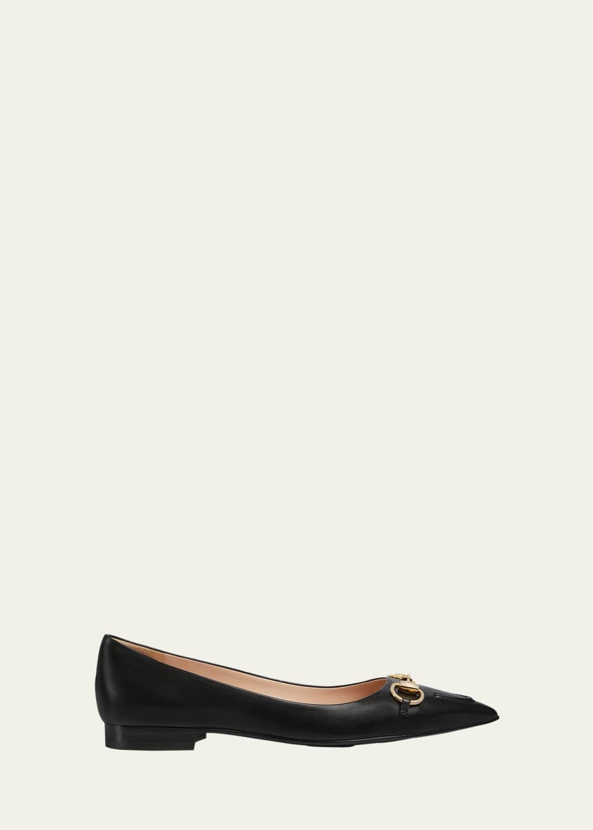 Gucci Erin Leather Horsebit Ballerina Flats
