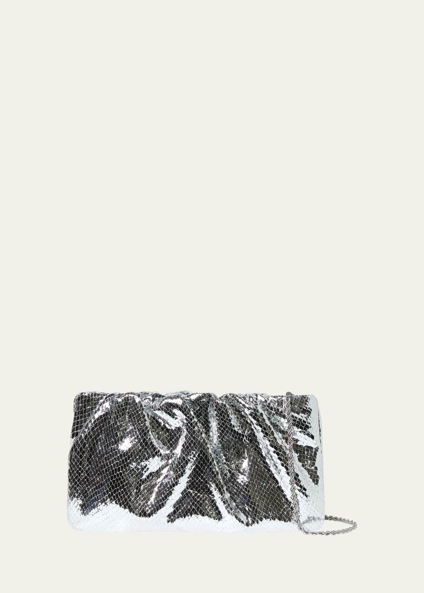 Loeffler Randall Serena Metallic Snake-Embossed Clutch Bag