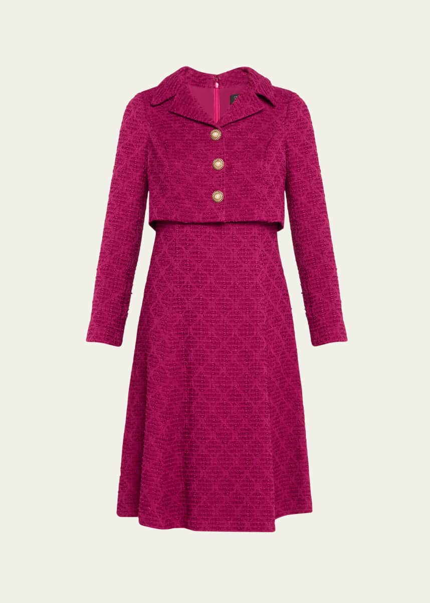 Rickie Freeman for Teri Jon Mock Two-Piece Boucle Dress