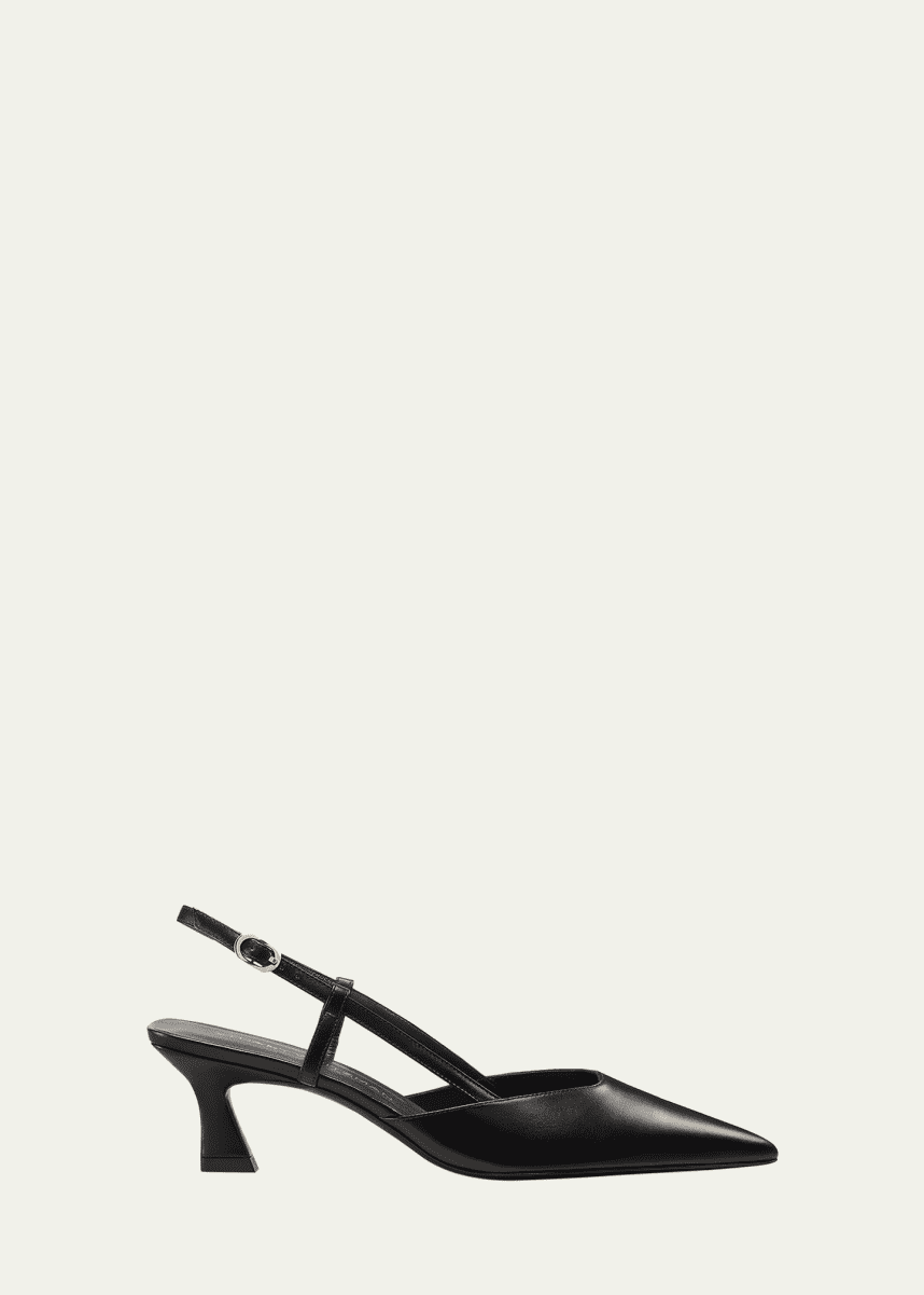 Stuart Weitzman Vinnie Leather Kitten Slingback Pumps