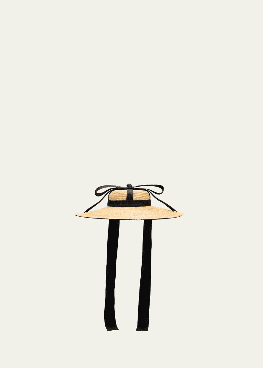 Kokin Riviera Bow Large-Brim Straw Hat