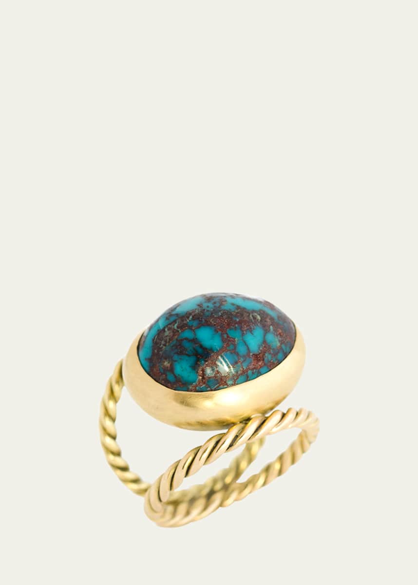 Haute Victoire One Of A Kind Hand Twisted Turquoise Ring, Size 6.5
