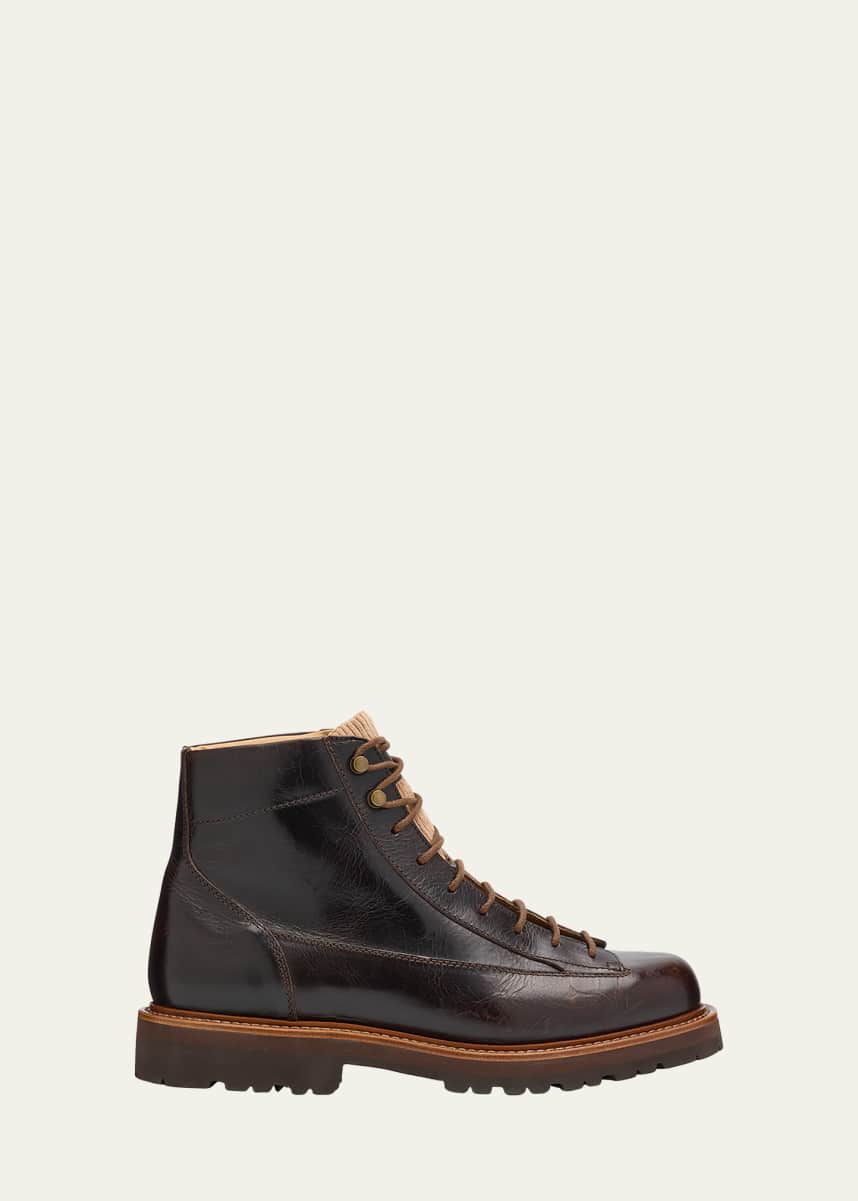Brunello Cucinelli Men's Urban Leather Hiking Boots