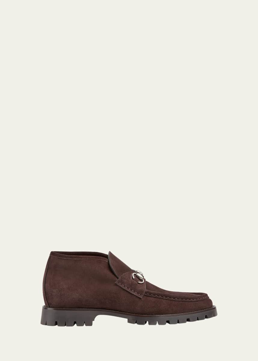 Gucci Men's Sylke Suede Bit Lug-Sole Chukka Boots