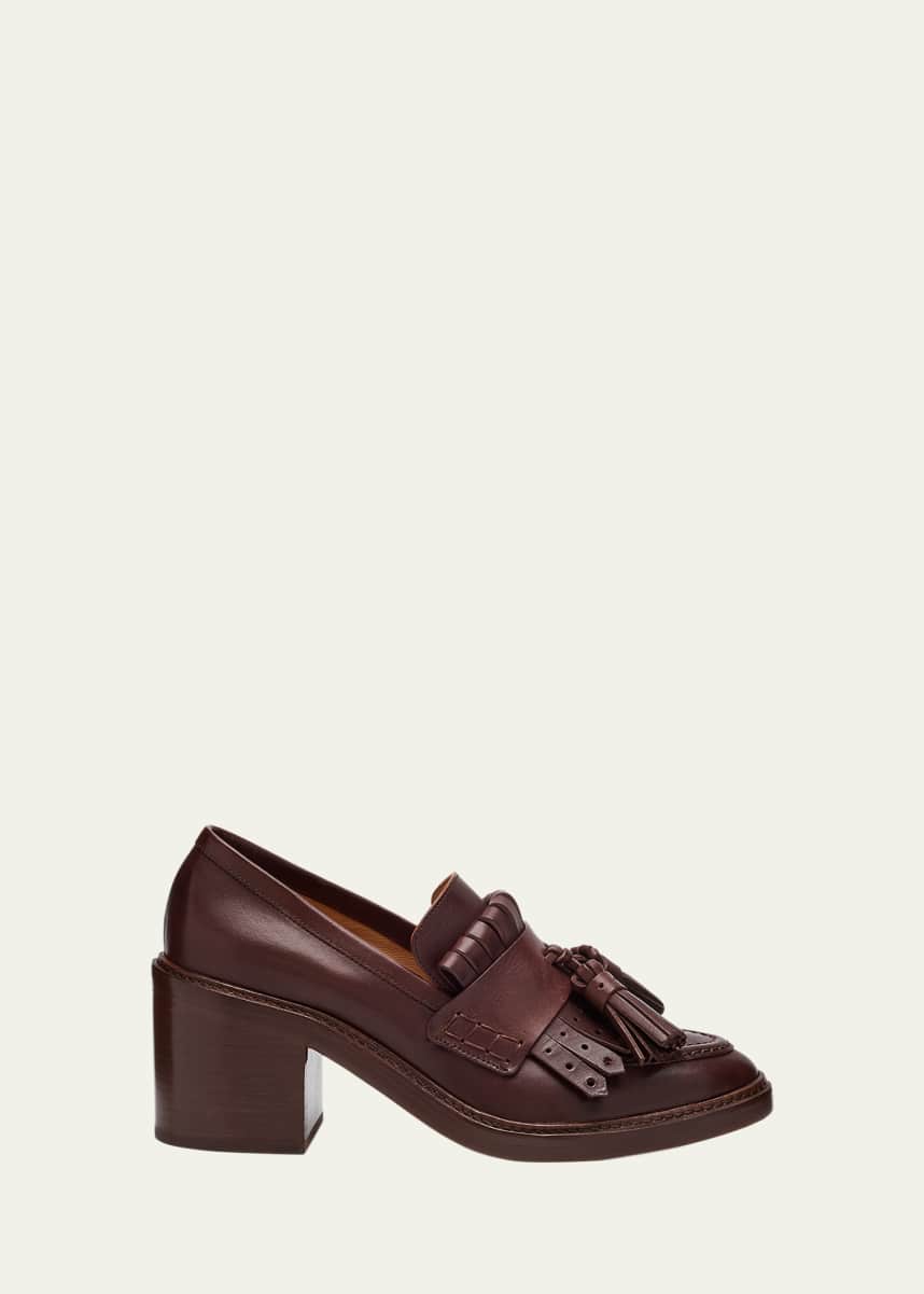 Ulla Johnson Fiona Leather Tassel Heeled Loafers