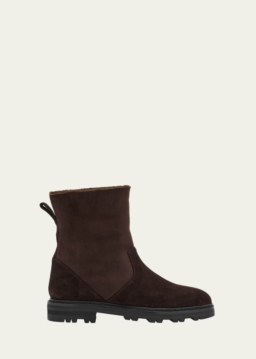 Manolo Blahnik Tomosa Suede Cozy Ankle Boots