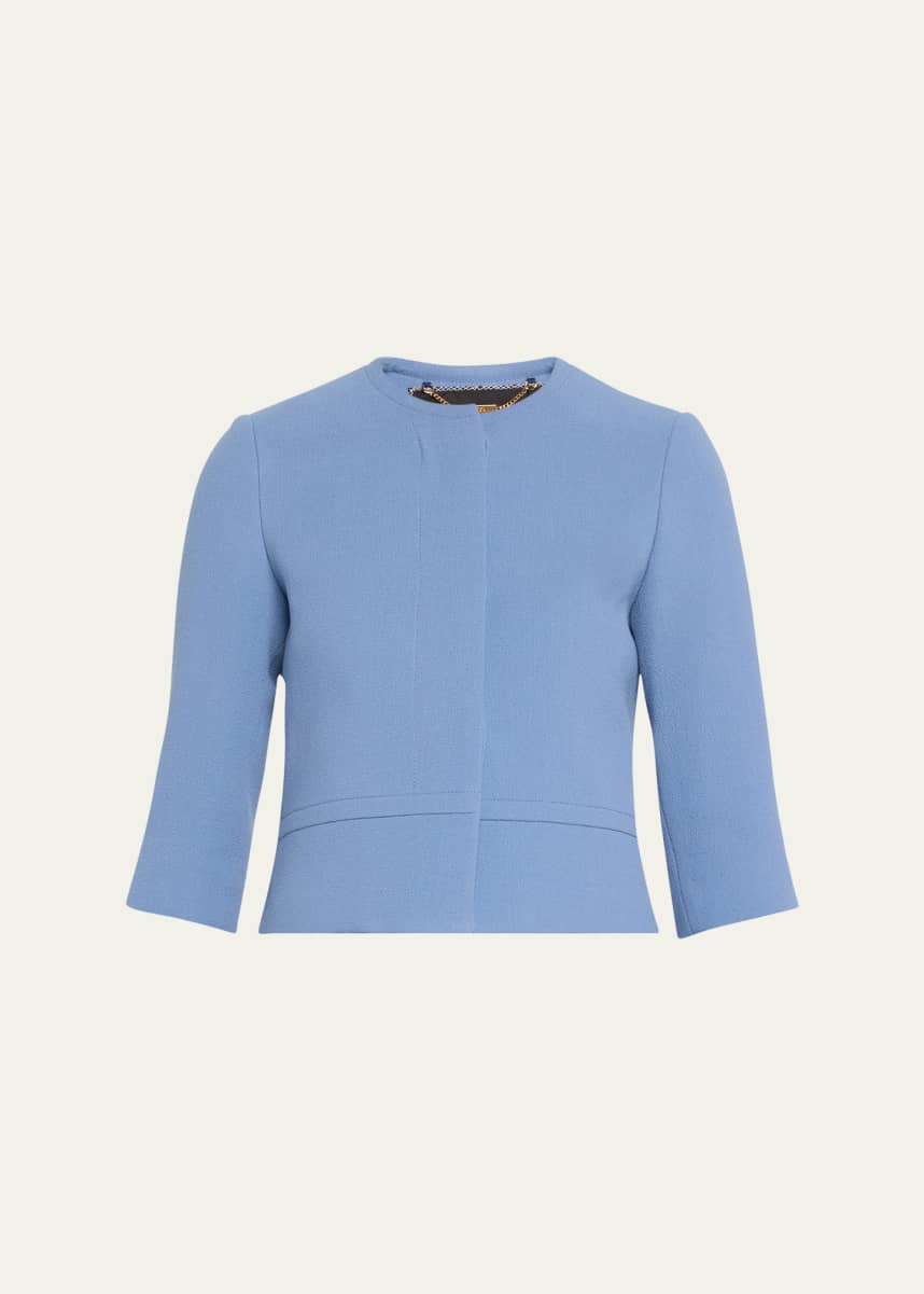 Kiton Collarless Wool Crepe Jacket