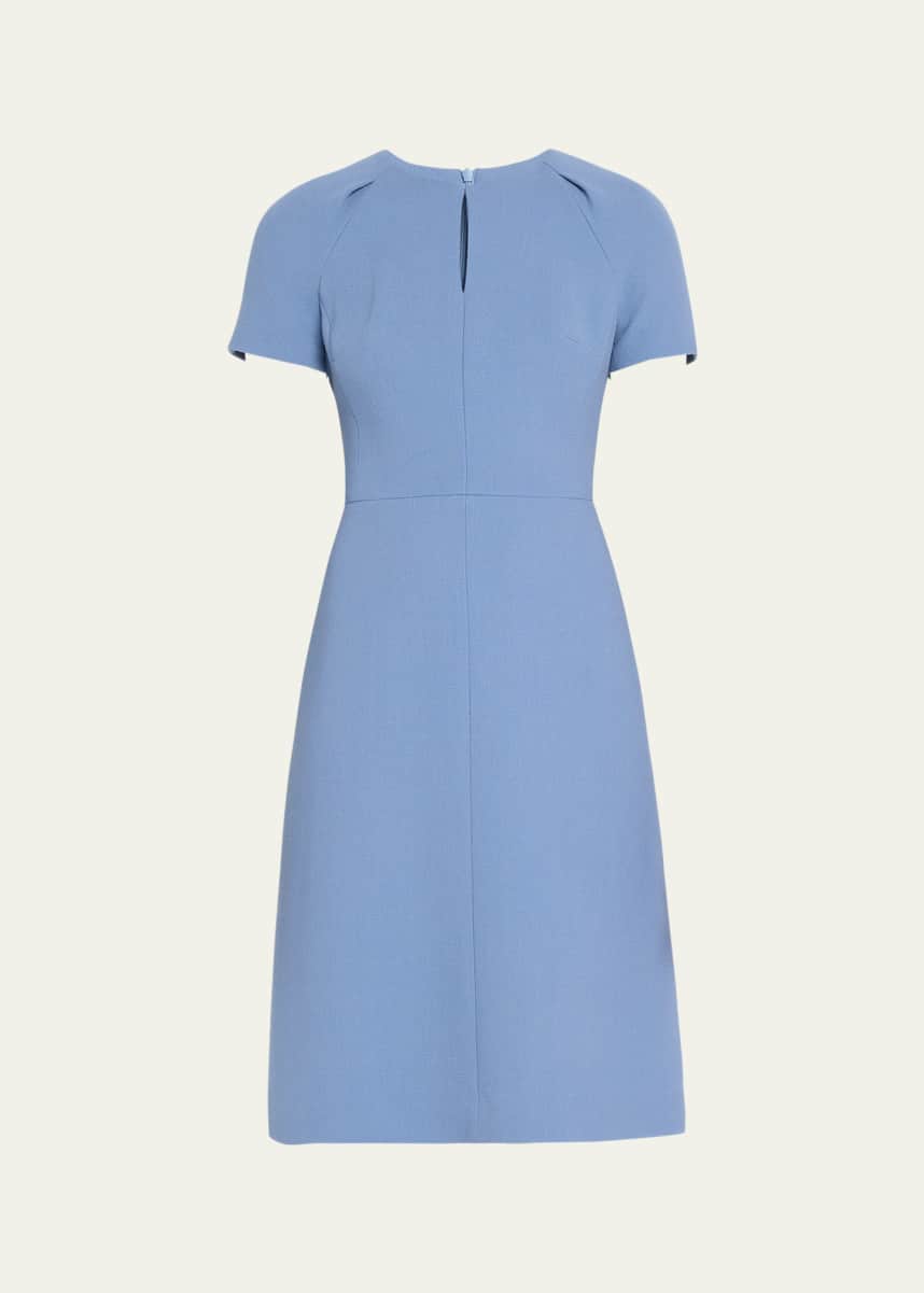 Kiton Short-Sleeve Wool Crepe Keyhole Sheath Dress