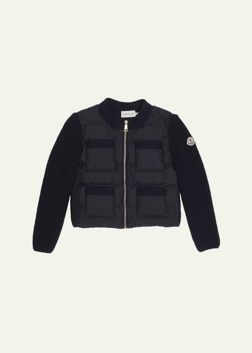 Moncler Girl's Combo Knit Cardigan, Size 8-14