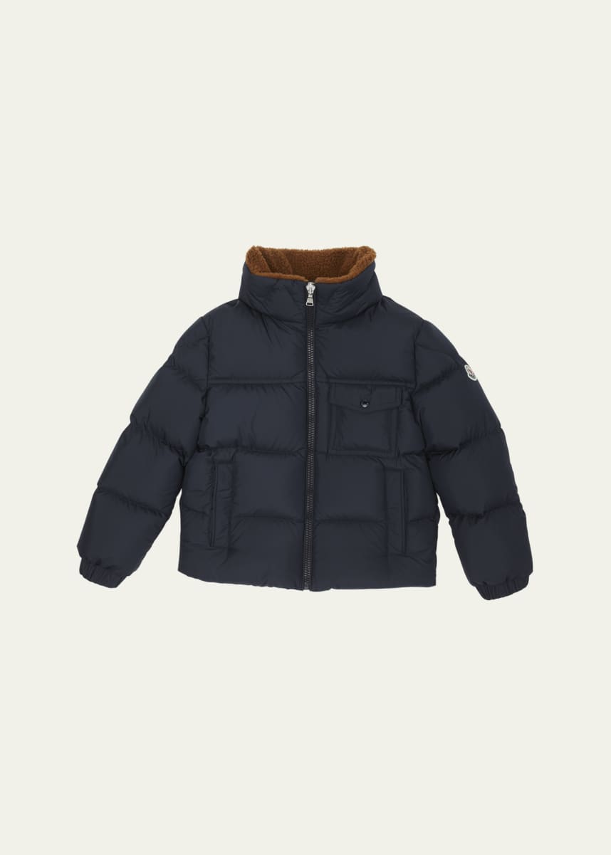 Moncler Boy's Cayden Faux Fur Trim Jacket, Size 8-14