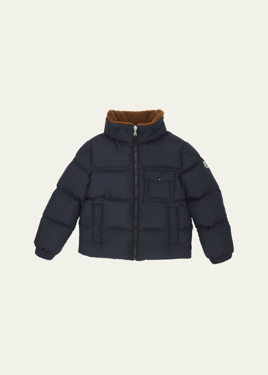 Moncler Boy's Cayden Faux Fur Trim Jacket, Size 4-6