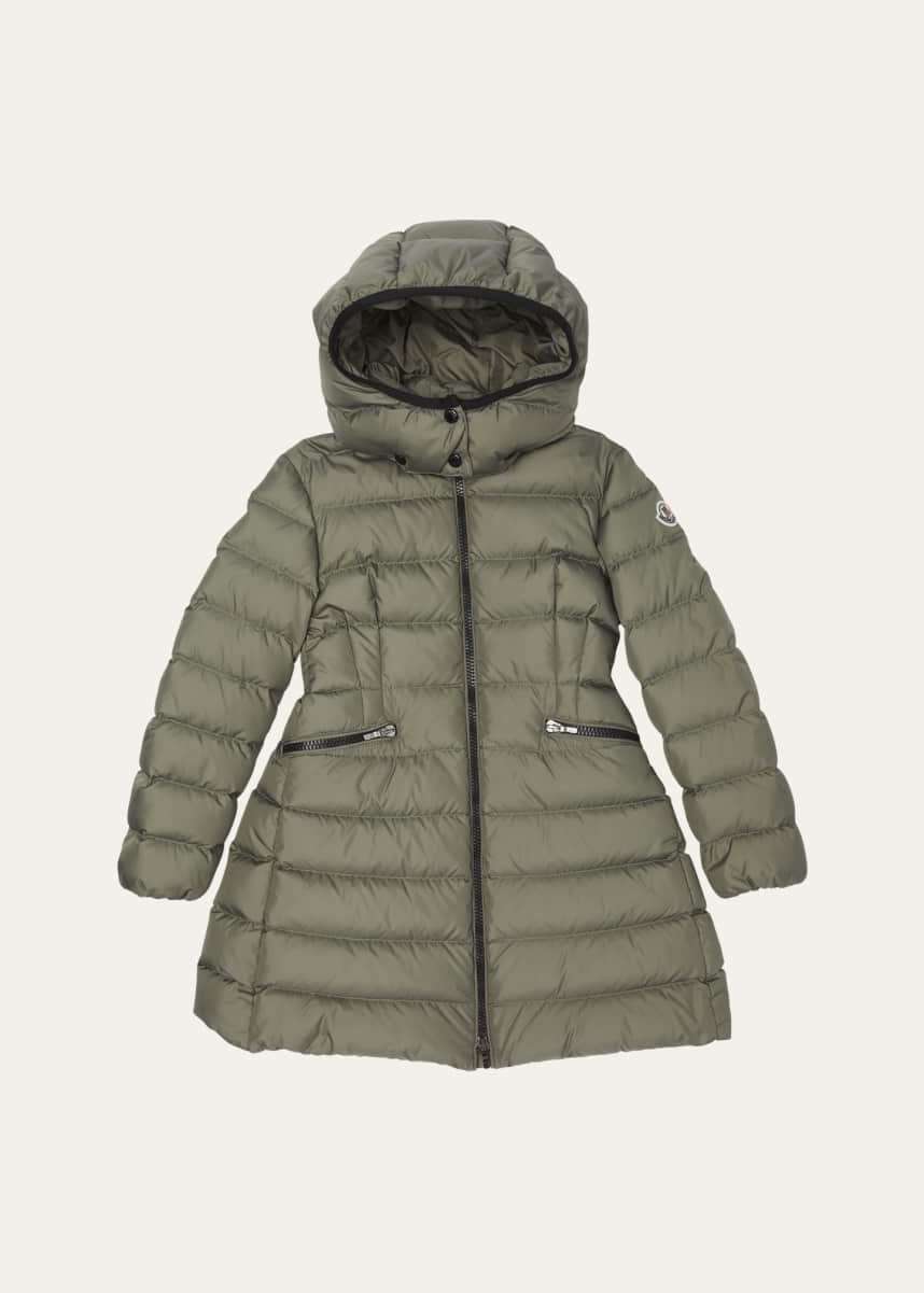 Moncler Girl's Charpal Cinched Waist Long Coat, Size 8-14