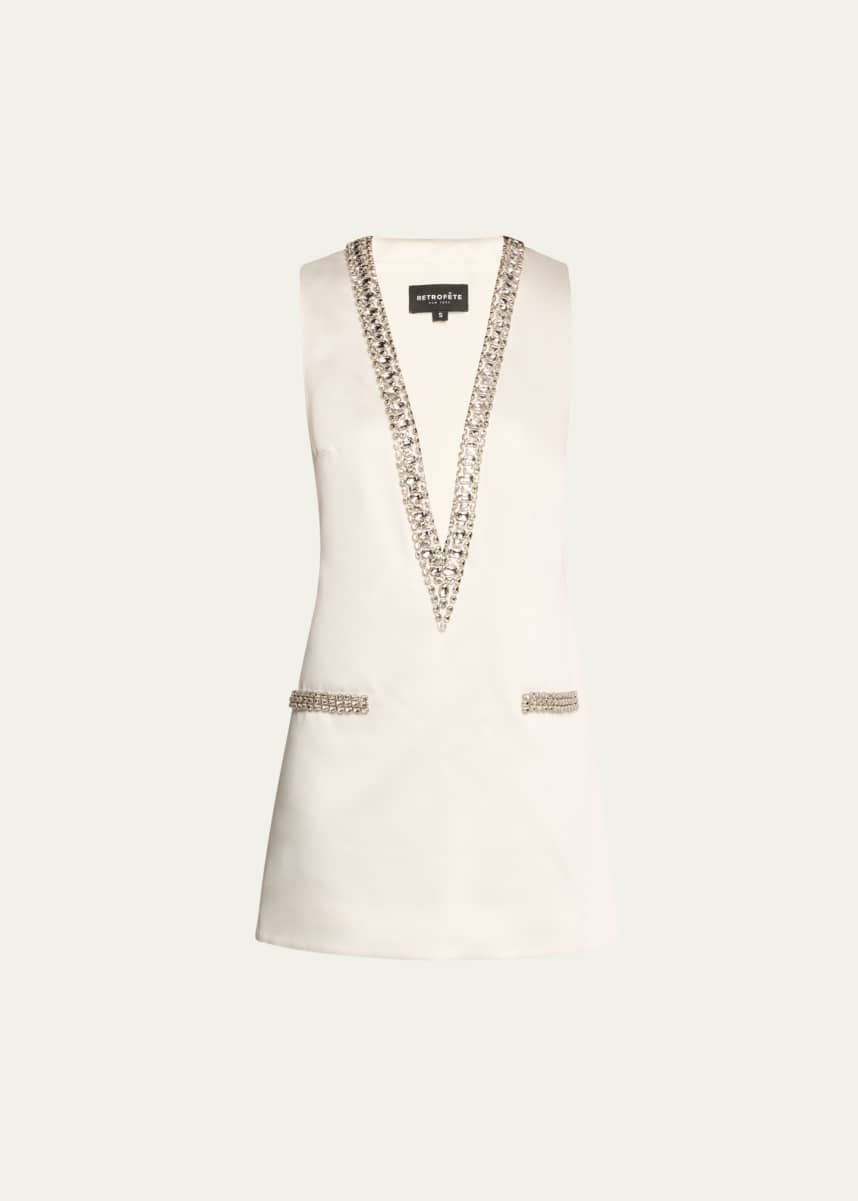 Retrofete Nancie Crystal Plunging Mini Dress