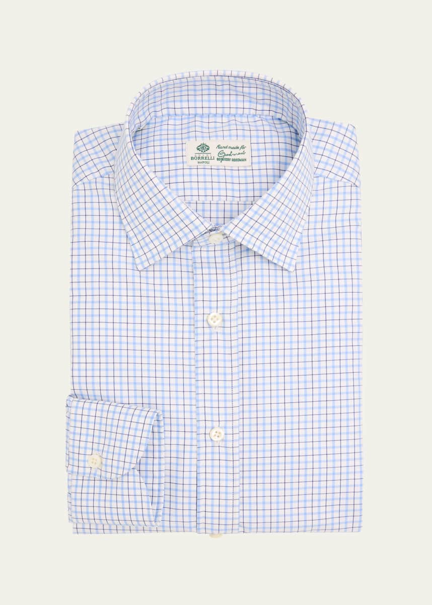 Borrelli Men's Cotton Micro-Check Dress Shirt