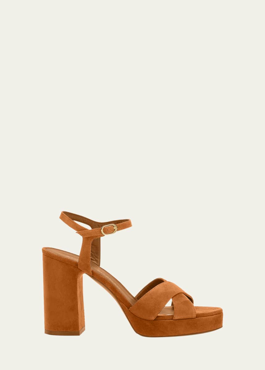 Stuart Weitzman Dayna Suede Crisscross Platform Sandals