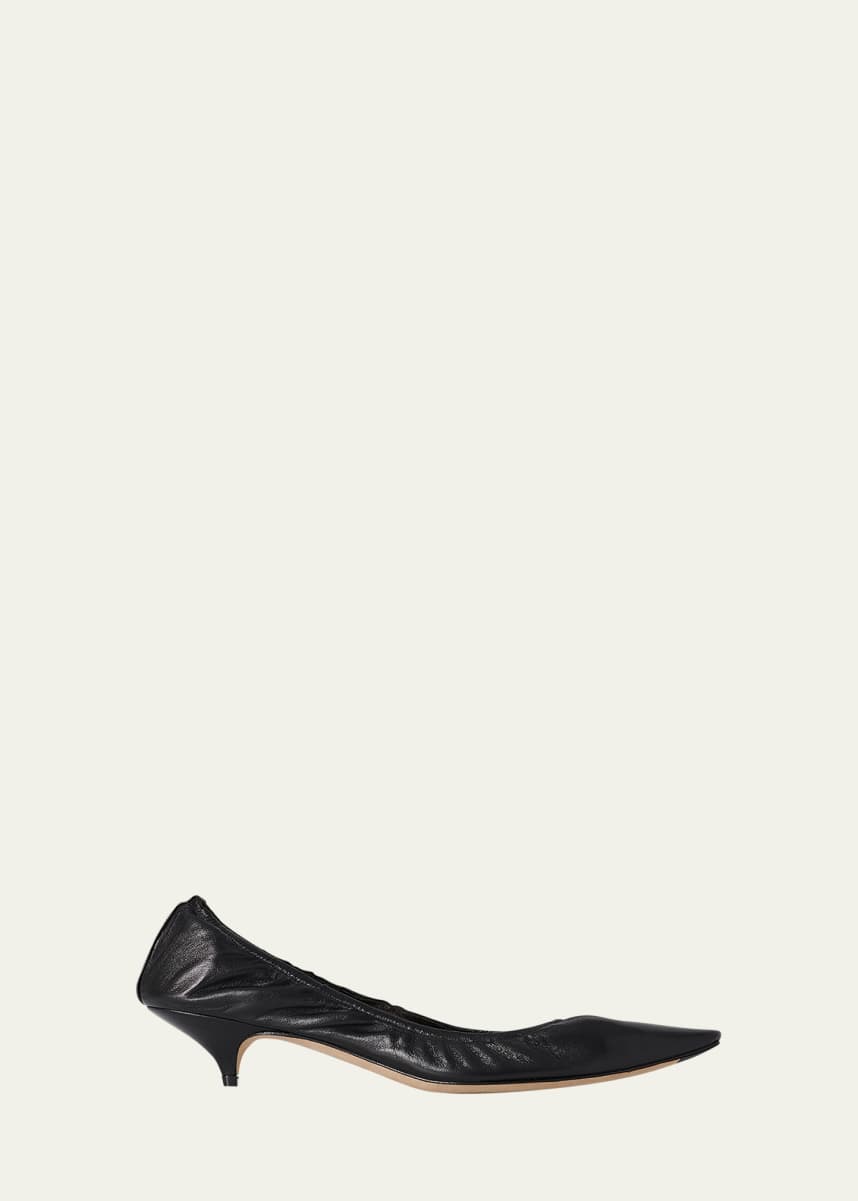 THE ROW Liisa Leather Kitten-Heel Pumps