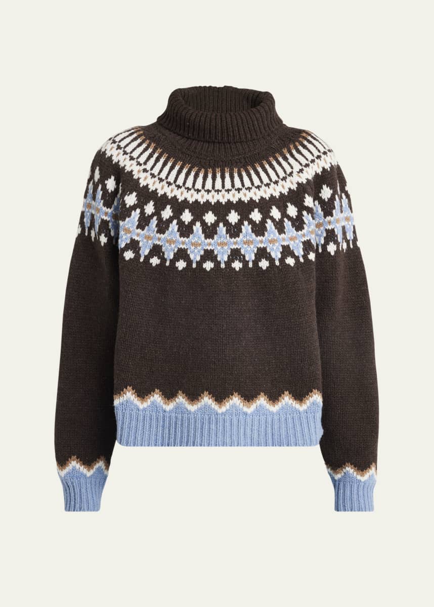 Alanui Sweet Winter Fair Isle Turtleneck Wool Sweater
