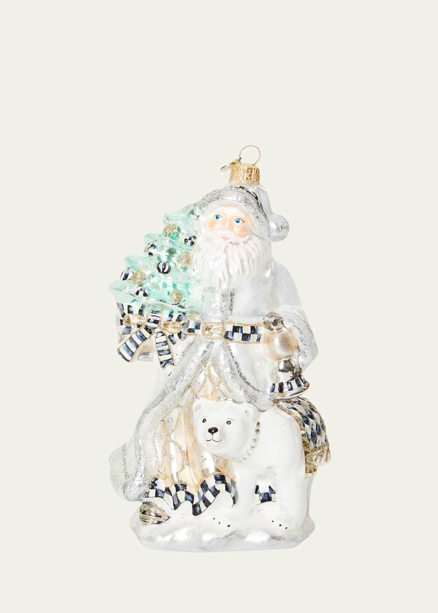 MacKenzie-Childs Crystal Palace Santa and Polar Bear Glass Christmas Ornament