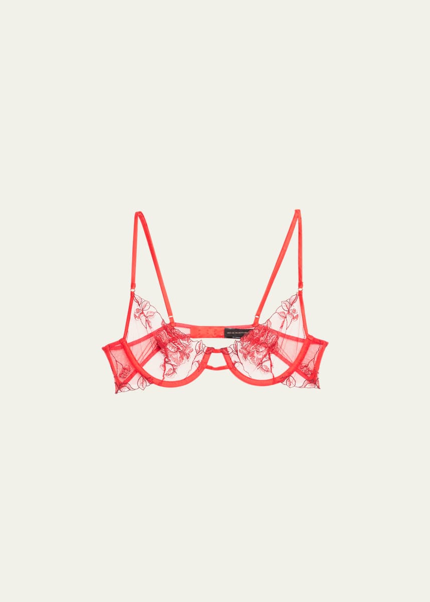 Kiki De Montparnasse Dominique Floral-Embroidered Demi Bra