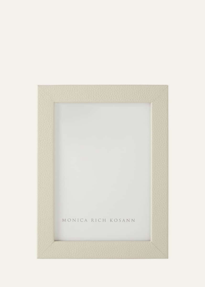 Monica Rich Kosann Cream Pebbled Leather Frame, 5" x 7"