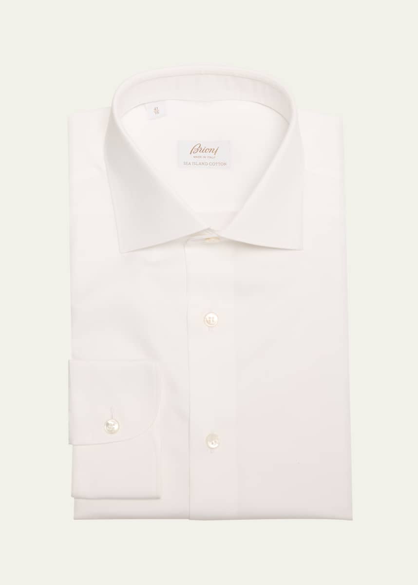 Brioni Men's Sea Island Cotton Herringbone Dress Shirt