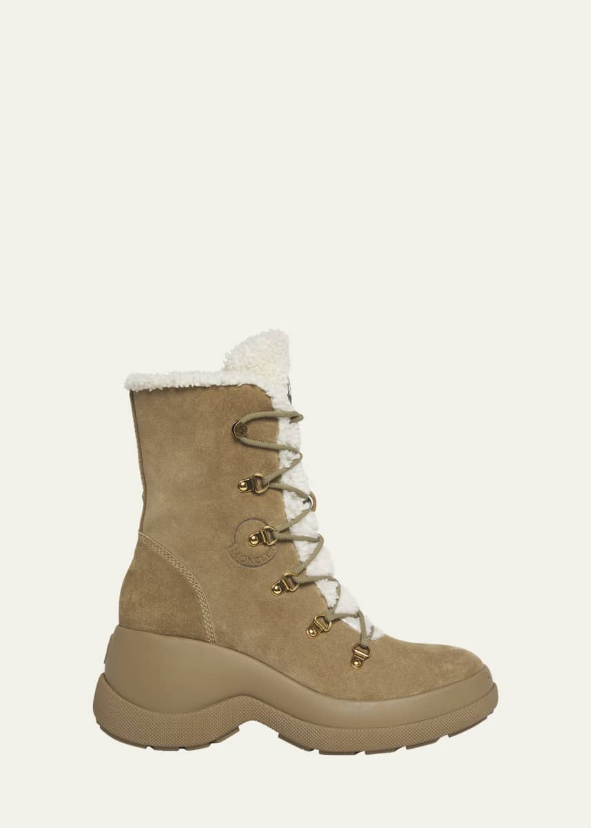 Moncler Resile Suede Faux Fur Ranger Boots