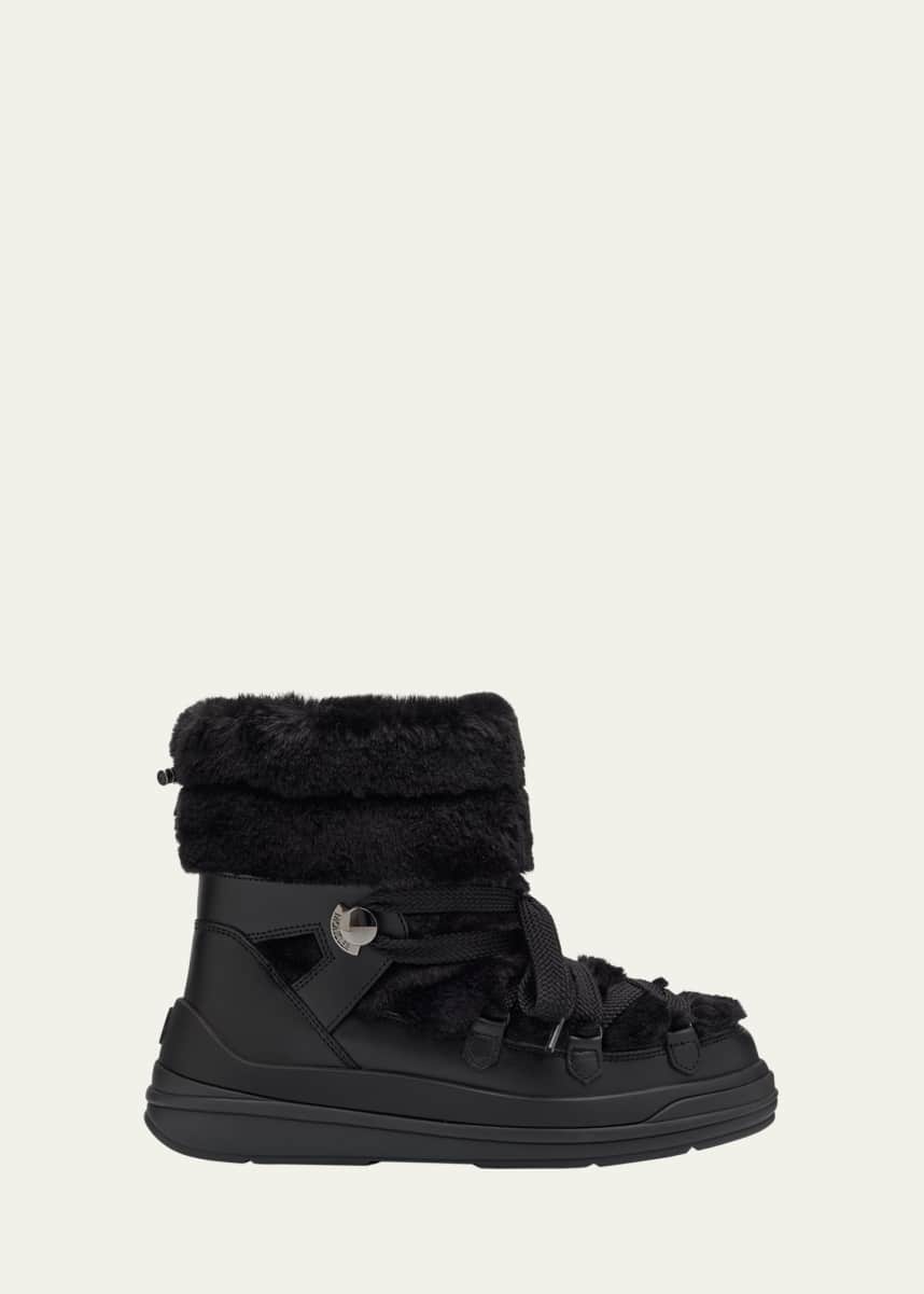 Moncler Insolux Leather Faux Fur Snow Boots