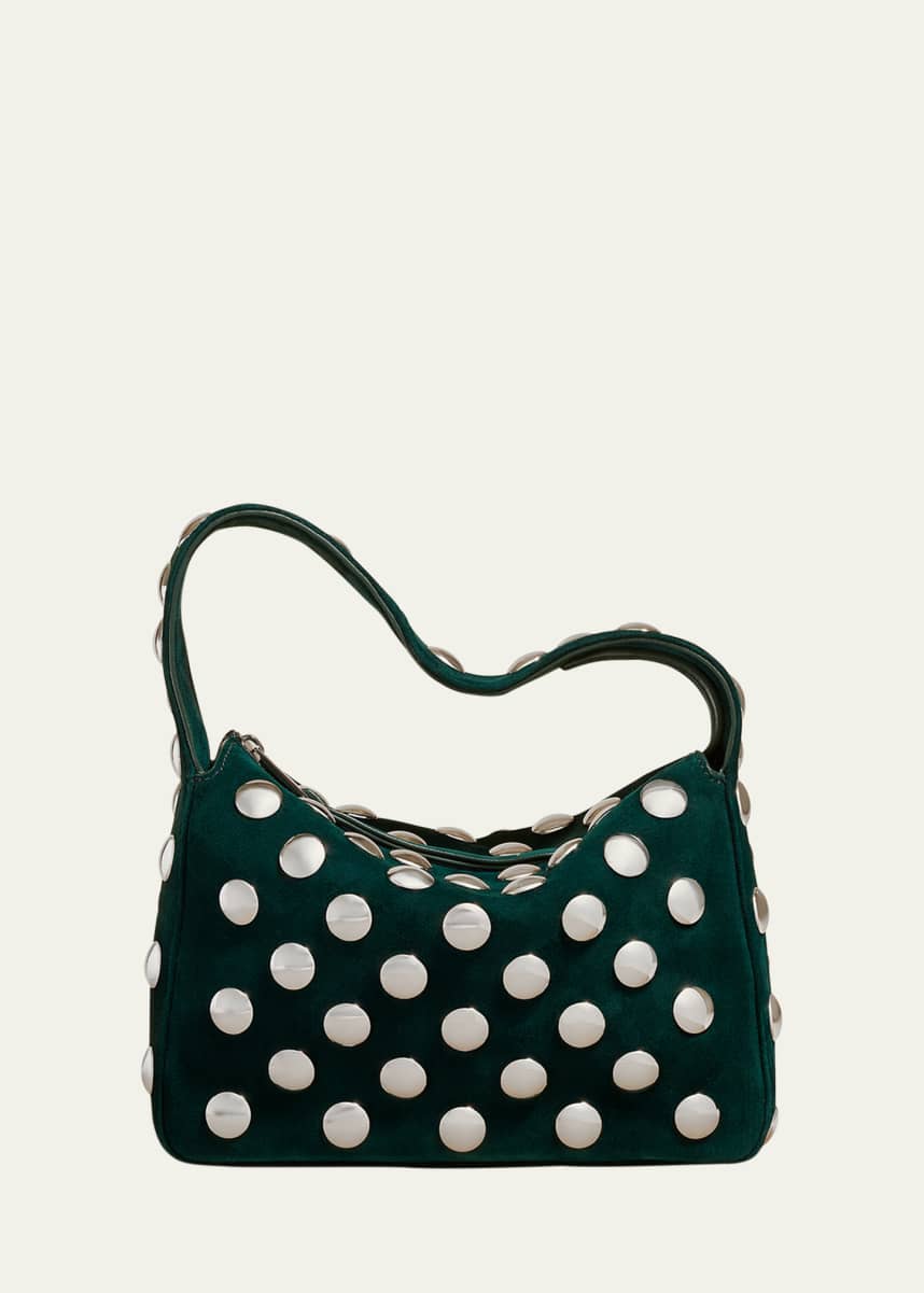 Khaite Elena Small Studded Suede Top-Handle Bag