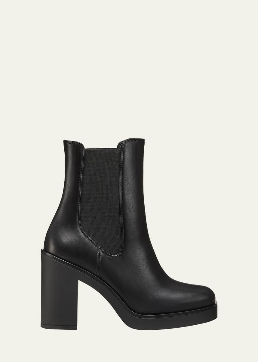 Stuart Weitzman Bethenny Leather Platform Chelsea Booties
