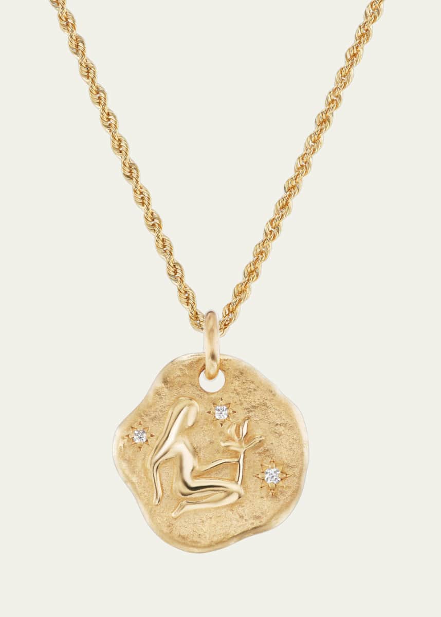 Aaryah 18K Yellow Gold Large Diamond Zodiac Pendant Necklace