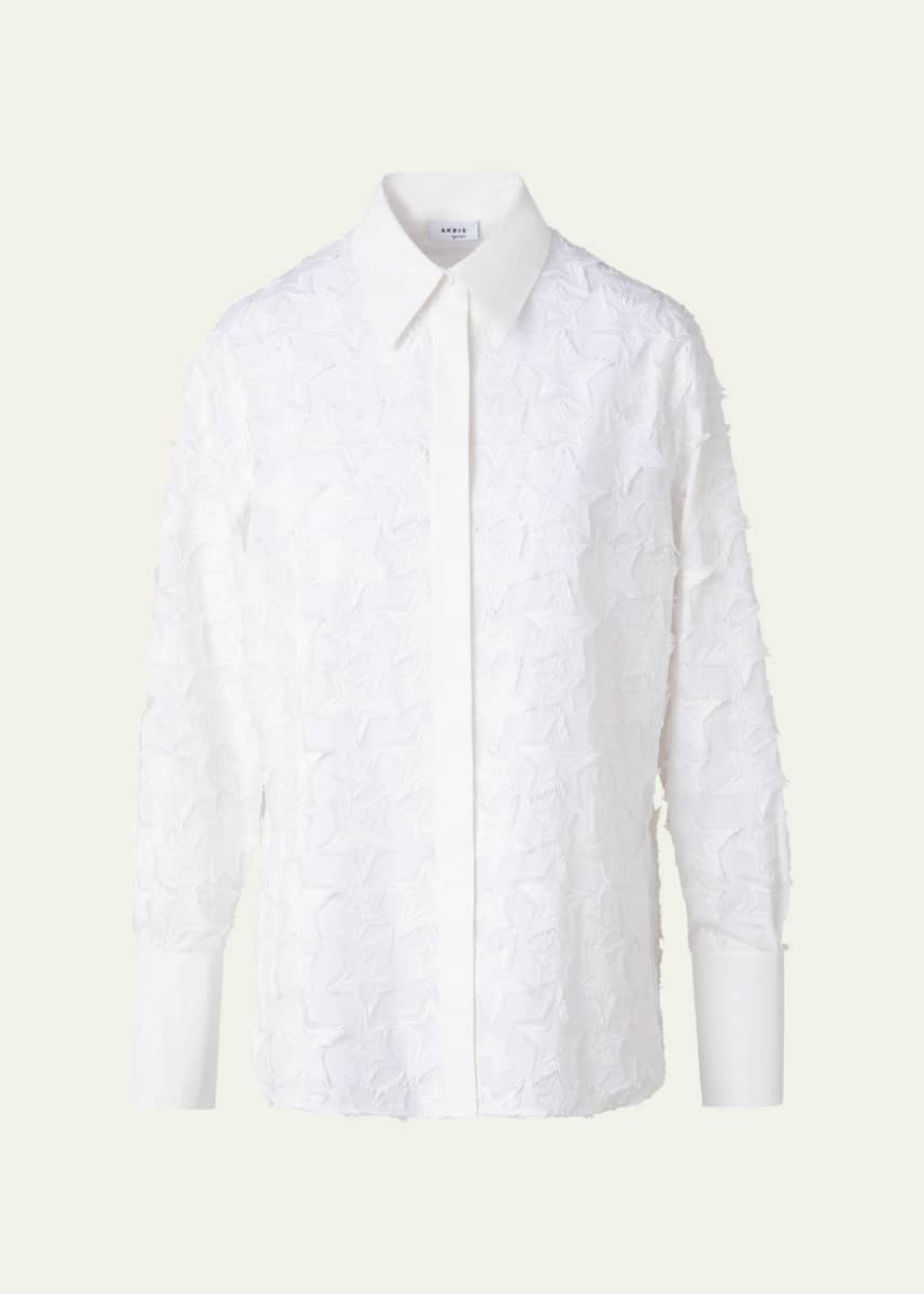 Akris punto 3D Star Cotton Poplin Blouse