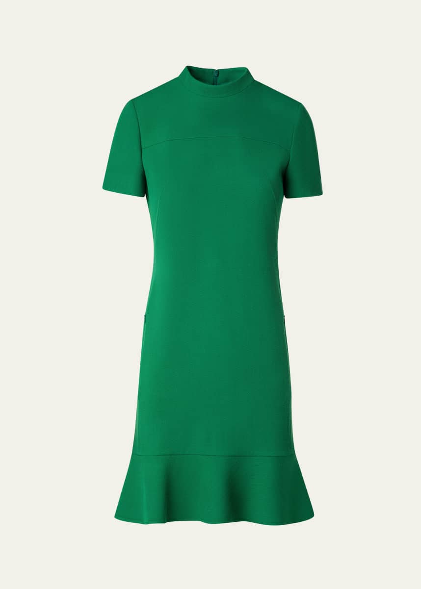 Akris punto Short Ruffle Hem Wool Tricotine Dress