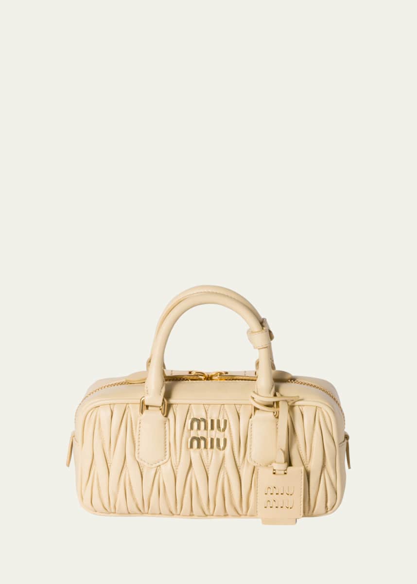 Miu Miu Zip Quilted Leather Top-Handle Bag