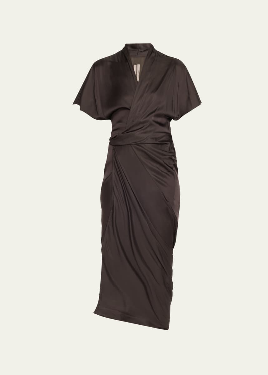 Rick Owens Short-Sleeve Wrap Midi Dress
